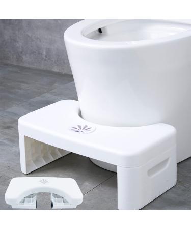 Bathroom Toilet Stool, Folding Multi-Function Toilet Stool Portable Step for Home Bathroom, with Aromatherapy Box, Convenient and Compact, (White 7inches)