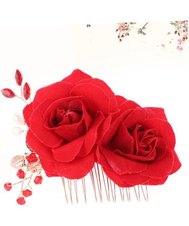 Housoutil 1pc Teasing Combs for Women Hair Clips Classic Hair Comb Hair Accessories for Women Wedding Barrettes for Women Wedding Hair Clip Bridal The Flowers Flower Head Miss Red - Buy Online on GoSupps.com