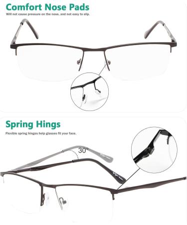Eyekepper Half Rim Metal Reading Glasses +1.50 | Spring Hinge | Stylish Black | International Shipping - Buy Online on GoSupps.com