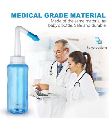 Nasal Rinse Bottle for Sinus Pressure Relief - 300 ML BPA Free Neti Pot for Adults and Kids with 40 Salt Packets - Buy Online on GoSupps.com