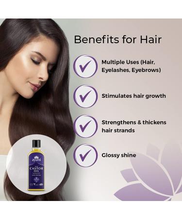 Ayuuri Natural Castor Oil - Premium Quality Cold Pressed for Hair Skin & Health | 100% Pure & Organic | International Shipping Available - Buy Online on GoSupps.com
