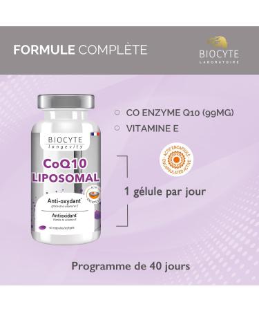 BIOCYTE Coenzyme Q10 Liposomal - Antioxidant Food Supplement - Coenzyme Q10 and Vitamin E - 40 Capsules - 40 Day Program - Buy Online on GoSupps.com