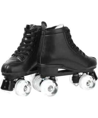 Magnitt Women's Adjustable High-top Roller Skates - Black Leather Double Row Skates - Indoor/Outdoor - Size 38US7 - Buy Online on GoSupps.com