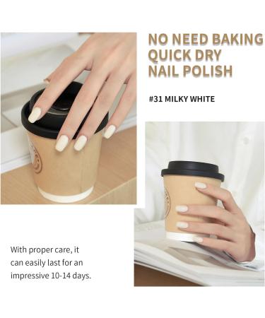 TBeautfave Milky White Nail Varnish Nude Nail Polish Quick Dry Long Lasting Nail Polish Non-Toxic Nail Polishes Breathable No Need Cure Nail Polish Nail Varnish at Home Manicure 31 Cream White - Buy Online on GoSupps.com