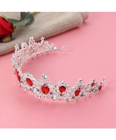 Frcolor Red Crystal Crown Wedding Bridal Tiara Queen Princess Headpieces Rhinestone Headbands for Birthday Party - Buy Online on GoSupps.com