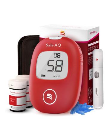 Blood Sugar Tester Blood Glucose Monitor Diabetes Testing Kit with Test Strips x 50 and Lancetsx 50 Sinocare Safe AQ Smart Blood Sugar Glucose Meter for UK Diabetics - in mmol/L Test Kit - Smart