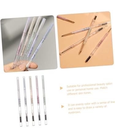 SOESFOUFU 5pcs Brown Eyebrow Pencil Eyebrow Pens Brow Pencils with Brush Hair Double Bun Makeup Tools Plastic - Buy Online on GoSupps.com