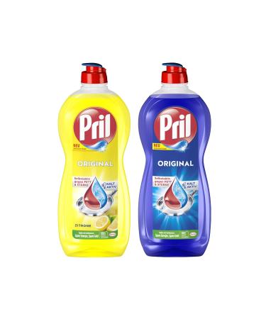 Pril original set 1x lemon & 1x original hand dishwashing detergent set with the highest fat resolution for clean dishes even in cold water 2x 675ml