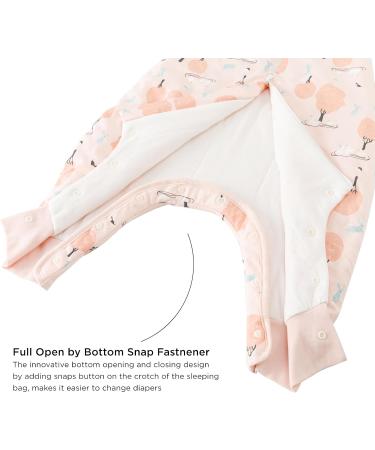 DuoMiaoMiao Baby Sleeping Bag with Legs | 1.5 TOG | 100% Cotton Wearable Blanket | Unisex | 6-18 months | 65cm | Pink Forest Design - Buy Online on GoSupps.com
