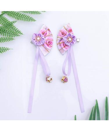 Amosfun Cherry Blossom Hair Clip & Pin Set - Japanese Tsumami Kanzashi Hair Accessories for Women - Purple Yukata Style - Buy Online on GoSupps.com