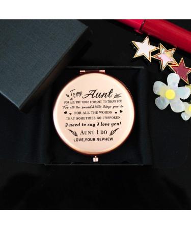 Onederful Aunt Gifts - Compact Pocket Mirror for Aunt from Nephew - Birthday & Mother's Day Ideas - Rose Gold - Buy Online on GoSupps.com