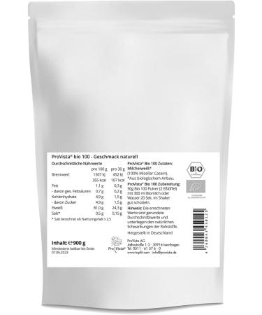 Provista Bio Protein Natural | Organic Whey & Micellar Casein Protein Shake | 900g - No Artificial Additives - International Shipping - Buy Online on GoSupps.com