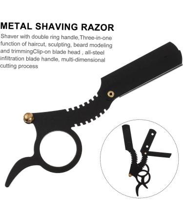 Minkissy 2-Pack Metal Hairdresser Shaving Razors - Ergonomic Double Ring Barbershop Razor with Stainless Steel Blades for Effortless Grooming - Buy Online on GoSupps.com