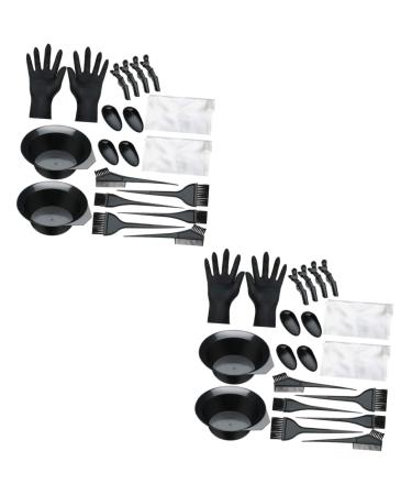 minkissy 2 Sets Hair Color Mixing Bowl Hair Mixing Spoon Diy Salon Tool Hair Tinting Tool Hair Blower Dryer Brush Beard Kits T Tool Hair Tinting Bowl and Brush Beard Cape Hair Dye Cloak