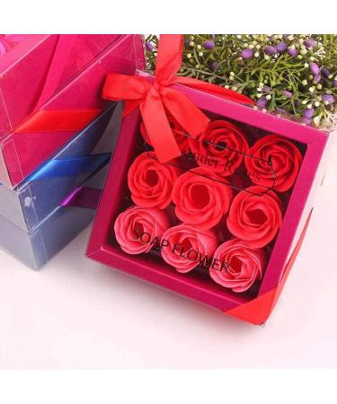 Floral Scented Bath Soap Purple Flower Shaped Flower Bath Soap Plant Essential Oil Rose Soap Set(9 flowers/box) - Buy Online on GoSupps.com