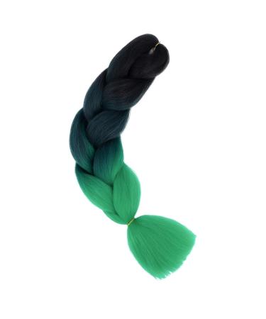 Gairyan Jumbo Braids Extensions - 60cm Ombre Synthetic Braiding Hair (100g) for Box Crochet Braids | Black Dark Green Green - Buy Online on GoSupps.com