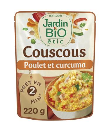 JARDIN BIO Couscous Poulet Curcuma Bio 220g un repas sain et savoureux pour vos pauses gourmandes- Lot De 3