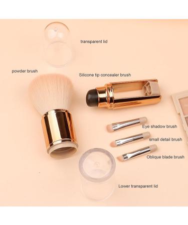 Retractable Powder Brush Retractable Foundation Brush | Cosmetic Brush Set | 5 in 1 Travel Powder Makeup Brush Portable Eyeshadow and Concealer Brushes for All Around Rose Gold - Buy Online on GoSupps.com