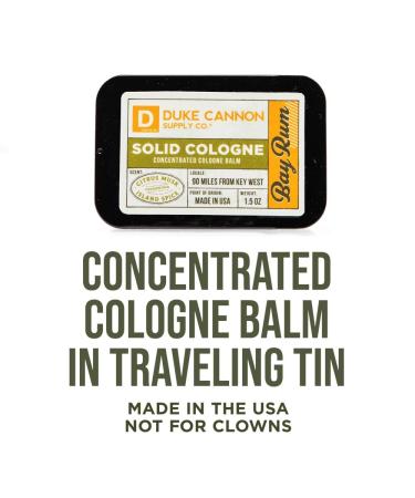 Duke Cannon Supply Co. Solid Cologne for Men Bay Rum (Citrus Musk Cedarwood Island Spice) - Concentrated Balm Travel-Friendly Convenient Tin 1.5 oz - Buy Online on GoSupps.com