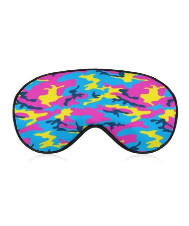 Neon Camouflage Sleep Mask for Women Adjustable Sleeping Eye Shades Cover with Elastic Strap