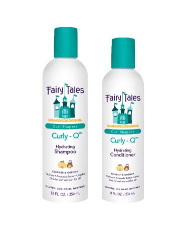 Fairy Tales Curly-Q Daily Hydrating Shampoo and Conditioner for Kids - Shampoo and Conditioner Set for Curly Hair - Paraben Free, Sulfate Free, Gluten Free, Nut Free - Shampoo 12 oz and Conditoner 8 oz 2 Piece Set Shampoo …