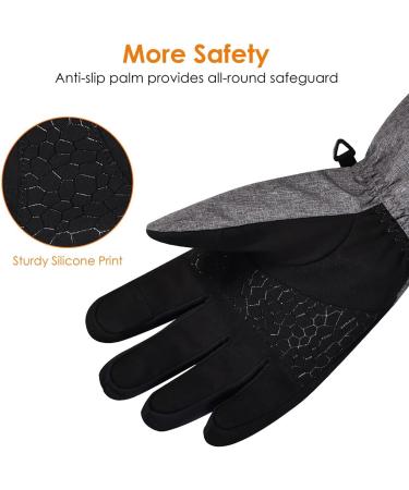 Fitfirst Waterproof Ski Gloves - Winter Touchscreen Snow Gloves for Men and Women - Grey, Large - Buy Online on GoSupps.com