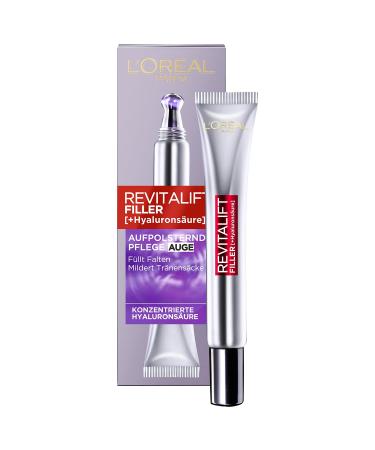 L'Or al Paris Hyaluron Eye Care Revitalift Filler anti-aging eye cream revolutionary double applicant tip with hyaluronic acid 2 x 15 ml 15 ml (2-pack)