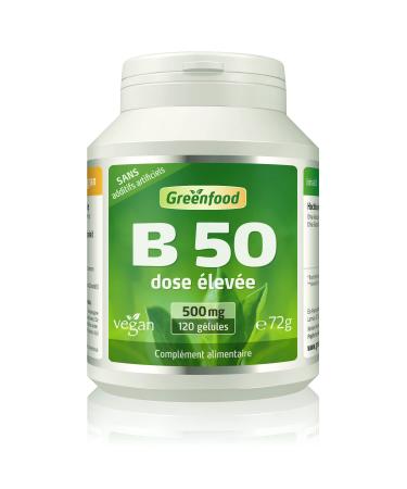 Greenfood B -Complex 50, high dose, capsules - all vitamins of group B. NO artificial additives. Non-GMO. Vegan.