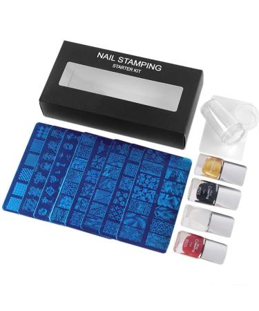 Beauty nail stamp starter kit decoration picture art transmit stencil manicure tool party birthday festivals vacation favor for girls women wife friend 14 pieces pack