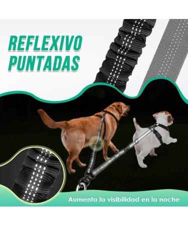 Slowton 2-Dog Adjustable Double Leash - 360 Rotatable Reflective No-Splinter Design in Black & Gray | Ideal for Small & Medium Dogs - Buy Online on GoSupps.com