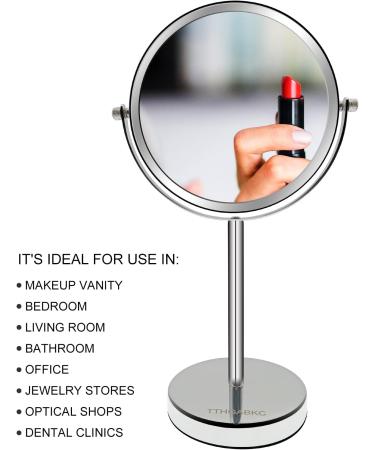 7-Inch Double Sided 1X/5X Magnifying Makeup Mirror with 360 Swivel - Travel Vanity Mirror with Stand - Buy Online on GoSupps.com