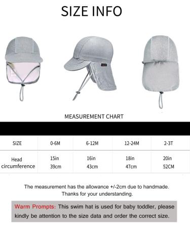 weVSwe Baby Toddler Sun Hat UPF 50+ Swim Cap with Flap Neck Protection - Grey - 2-3 Years - Buy Online on GoSupps.com