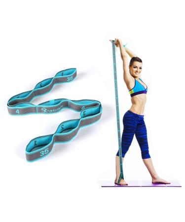 DEHUB YOGA SET Yoga stretch belt with 8 loops washable easy to wear easily load-bearing and highly elastic gymnastics gur ideal stretching band for hot yoga blue - Buy Online on GoSupps.com