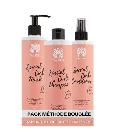 V lquer Professional Curly Method Set Shampoo 400 ml + mask 290 ml + conditioner 300 ml | Curly hair | Sulfate-free salt-free | Perfect curls Up to 96% natural origin