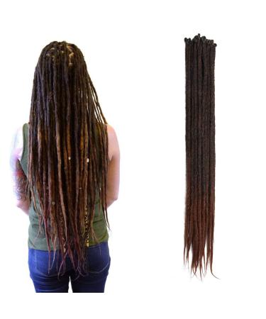 Thin 0.6cm long synthetic dreadlock extensions Handmade 20 inch 20 strand crochet hair Long crocheted braids hip-hop Style soft dreads hair extensions mt1b-30# 20inch-two colors Mt1b-30#