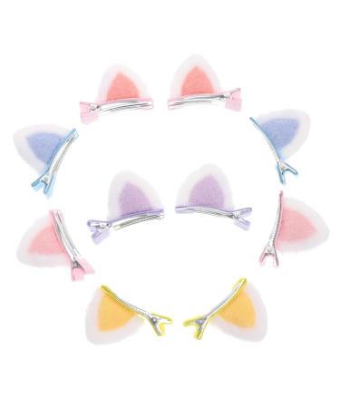 FRCOLOR 5 Pairs children's hairpin animal halloween hair clip ears hair clip cosplay hair clips hairbows kids kid hair accessories Plush Cat Ear Hair Clips fabric Headband Baby hairy