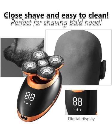 5 in 1 Electric Head Shaver for Bald Men - USB Rechargeable Washable Golden - Professional Hair Clipper & Nose/Ear Trimmer - Buy Online on GoSupps.com