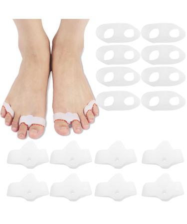 10 pieces of soft gel toe spreader with two holes silicone toe spreader bale toe pads pain relief small toe correctors for women and men overlapping hammer toe