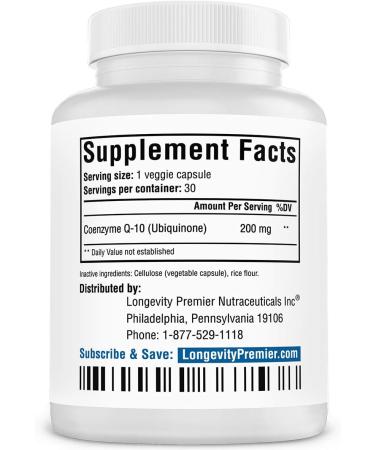 Longevity Premier CoQ10 200mg - Natural Heart & Cellular Health Supplement | Optimize Absorption & Antioxidant Support - Buy Online on GoSupps.com