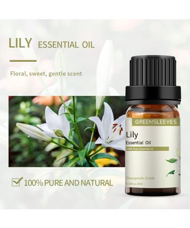 GREENSLEEVES Lily Essential Oil, 10ml Pure Plant-Based Fragrance Oil for Aromatherapy, Essential Oils for Diffuser, Air Freshener, Massage, Bath Bomb, Scented Candle Soap Making - Buy Online on GoSupps.com