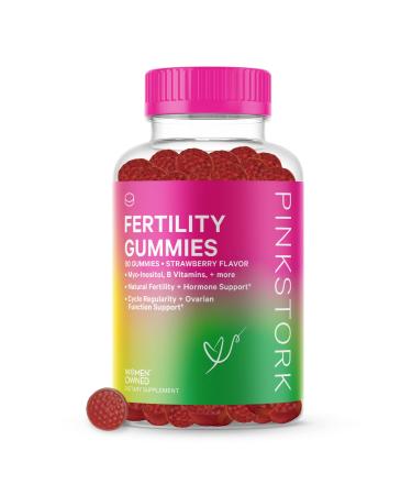 Pink Stork Fertility Gummies: Strawberry Fertility Supplements for Women, Healthy Cycles, Fertility Prenatal Vitamin, Inositol + Vitamin B6 + Folate, Women-Owned, 90 Gummies
