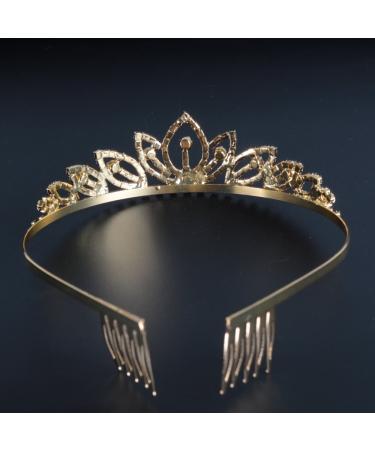 Shining Rhinestone Wedding Tiara with Comb - Bridal Crystal Headband for Prom & Pageants - Gold Princess Decoration - Perfect Gift for Valentine's Day - Buy Online on GoSupps.com