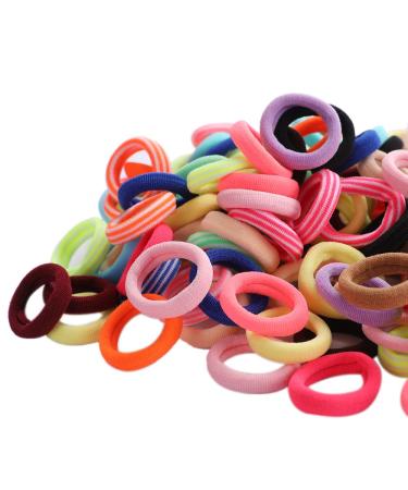 400 Pcs Soft Rainbow Hair Ties Toddler Girl Hair Ties Pony Tail Bands Stretch Elastics Curly Kids Hair Products for Little Girl Hair Accessories Pink