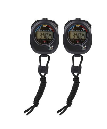 Tbest digital sports stopwatch 2 PCs multifunctional digital handheld-LCD stopwatch timer large LCD display chronograph digital watches for football sports training running swimming