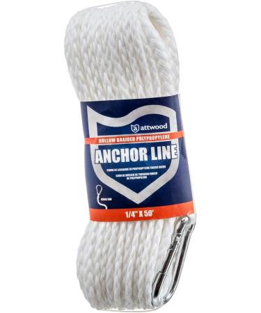 Attwood 11714-2 1/4 x 50' Hollow Braided Polypropylene Anchor Line - White - Buy Online on GoSupps.com