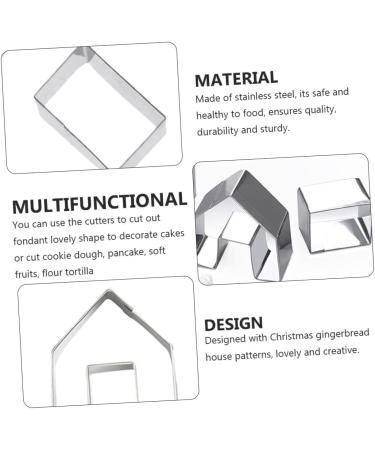 HOMSFOU 5 House Mold Christmas Pastry Mold Holiday Donut Gingerbread House Metal Fondant House Biscuit Sandwich Cutters Cake Stainless Steel Child Cookie 4.5X4CM Silver - Buy Online on GoSupps.com