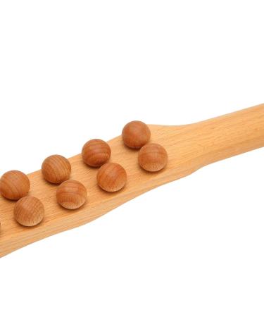 Wooden Massage Roller & Gua Sha Stick | 20 Beads for Muscle Relaxation - Back Stomach & Shoulder Relief - Buy Online on GoSupps.com