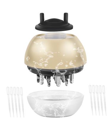 2-in-1 hair oil applicator 30ml applicator bottle hair head massage brush scalp massage brush for hair treatment medicine essential oil serum (gold)