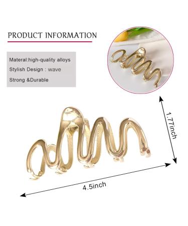 Gold French Wave Hair Claw Clip - Elegant Hair Barrette for Women and Girls - Buy Online on GoSupps.com