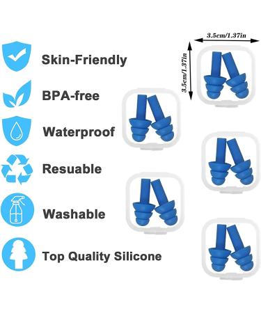 5 Pairs of Waterproof Silicone Earplugs for Swimmers | Reusable & Comfortable Earplugs for Swimming Showering Bathing & Surfing - Blue - Buy Online on GoSupps.com